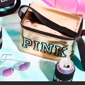 Pink Victoria’s Secret Gold Metallic Lunch bag NWT
